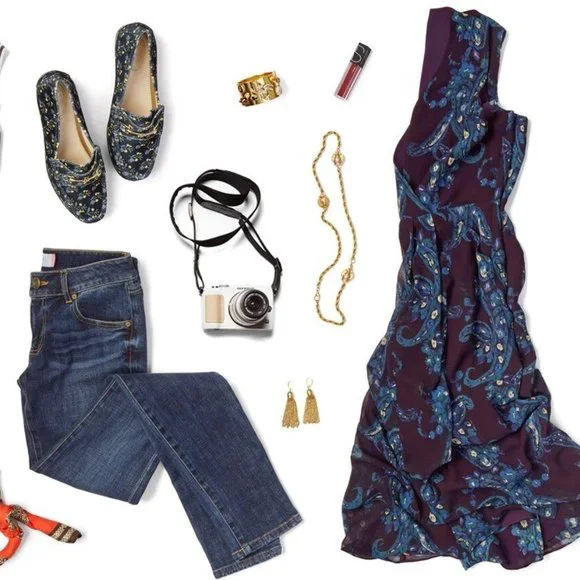 CAbi Paisley Treasure Floral/Paisley Style 3461 V-Neck Midi Dress w/Pockets SZ 4 - Picture 12 of 13